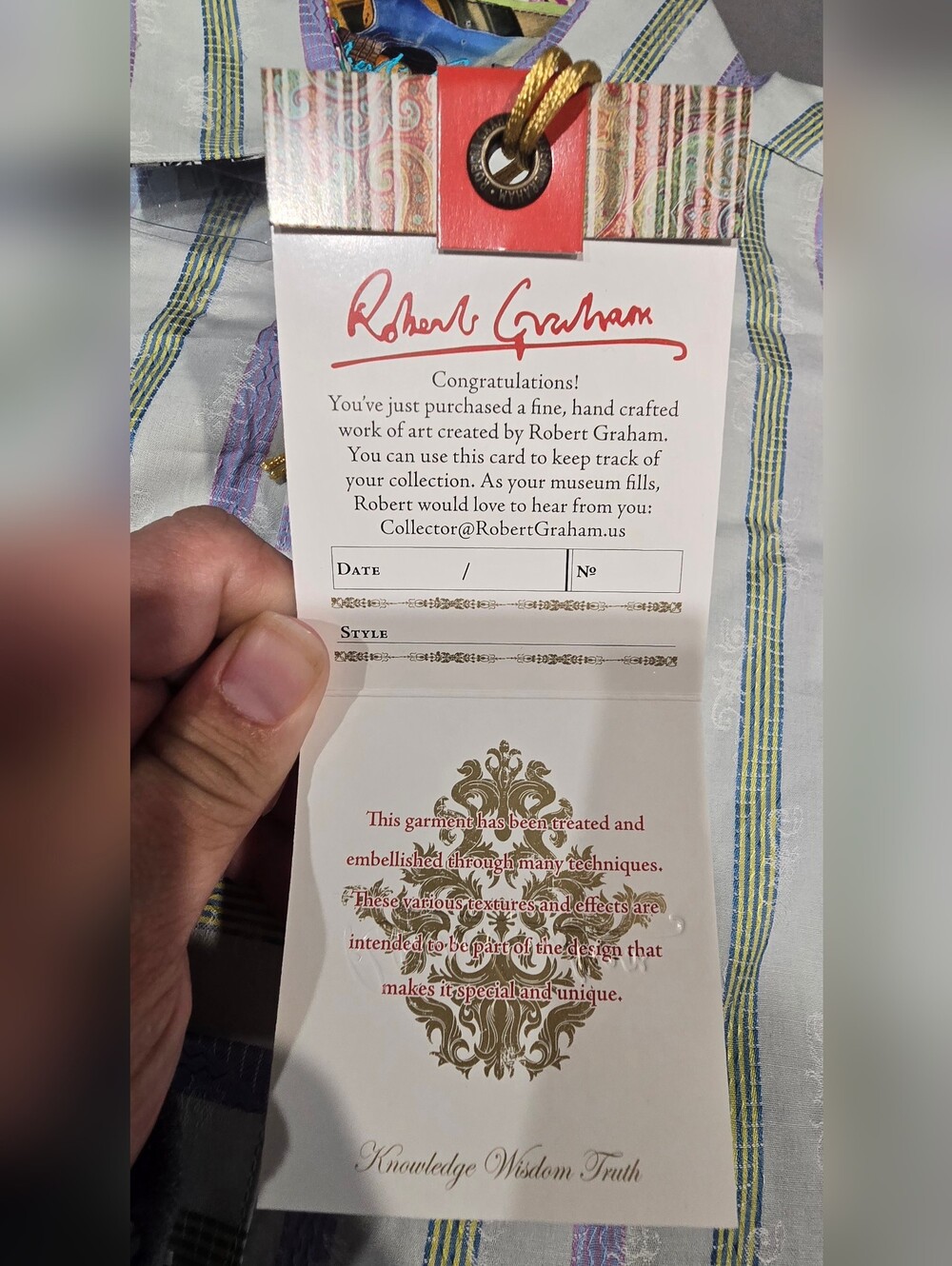 Robert Graham Embroidered Button Down Shirt In Poolside Size Large - Picture 8 of 12